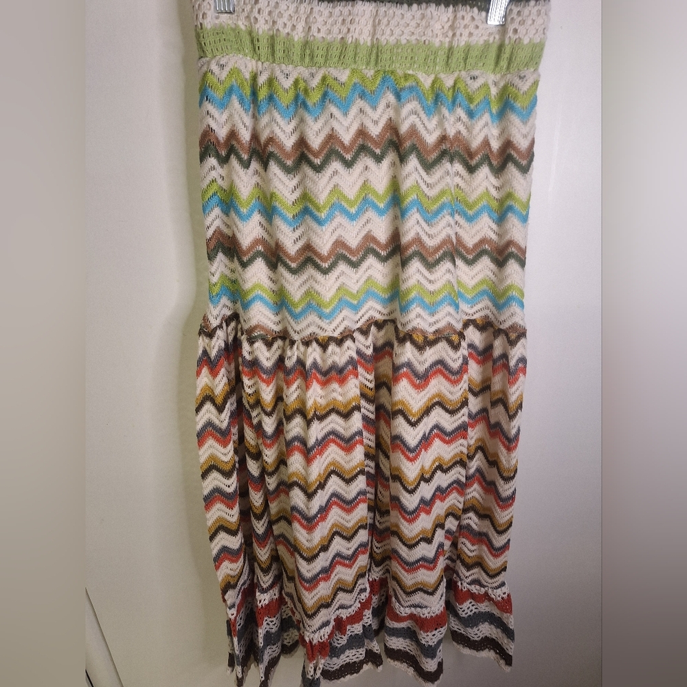 Lapis Colorful Chevron Maxi Red & Green,blue Skirt Size Med